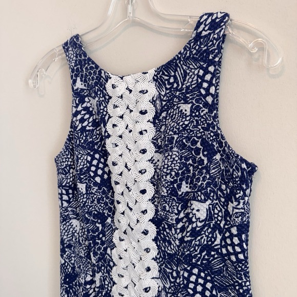 Lilly Pulitzer Target Satin Shift Dress 2 Nosie Posey Navy White Lace Pineapple - Picture 3 of 10